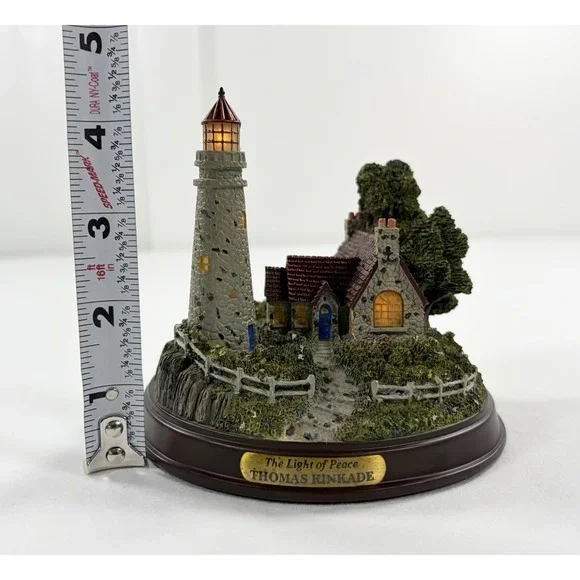 1999 Thomas Kinkade Seaside Memories Lighted Lighthouse The Light Of Peace COA - Picture 6 of 12